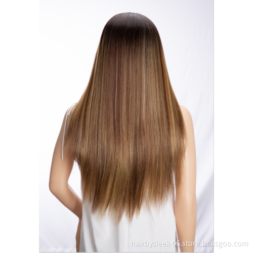 Rebecca Middle Part Ombre Long Straight Synthetic Lace Wig 30 inches High Temperature Heat Resistance Fiber Synthetic Lace Wigs